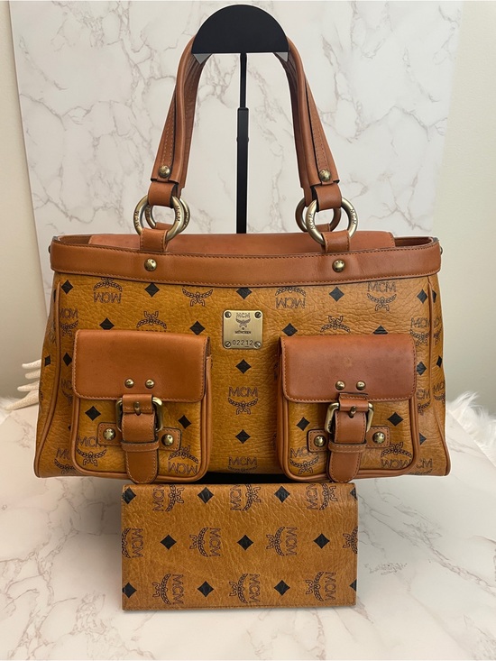 MCM Handbags - MCM Vintage Top Handle Satchel / Tote Cognac Visetos Monogram Pre-Owned
